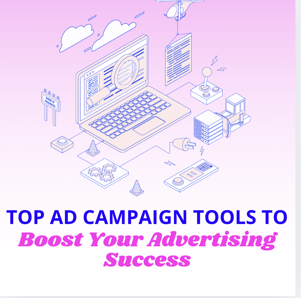 An illustrated computer connecting to servers with text that reads 'Top Ad Campaign Tools to Boost Your Advertising Success' – Elite Solutions Digital Marketing Agency